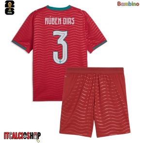 Portogallo Ruben Dias #3 Prima Maglia Bambino Mondiali 2026 Manica Corta (+ Pantaloni corti)